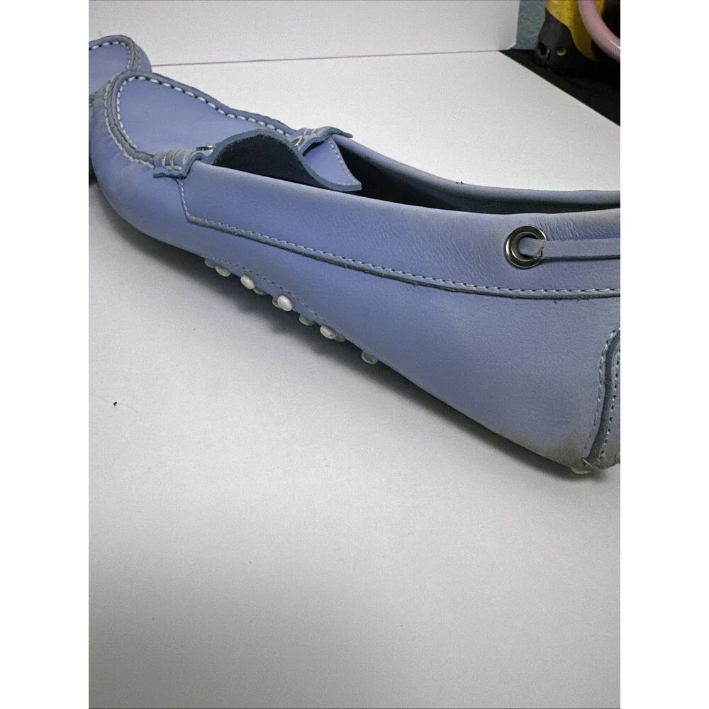 Tod’s light blue leather penny loafers Contrast Stitching Women’s Sz 9 Non Slip